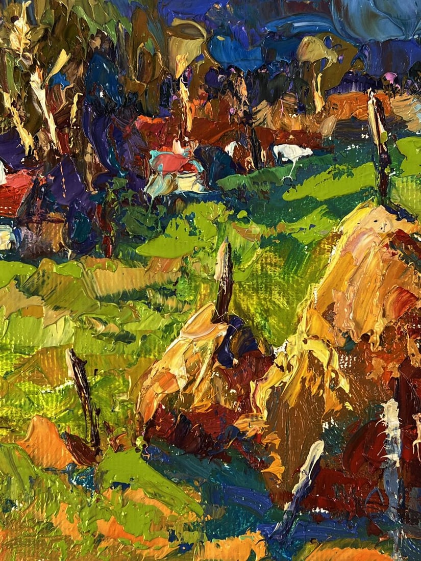 Oil painting Haystacks outside the village Oksana Ivanyuk - 8