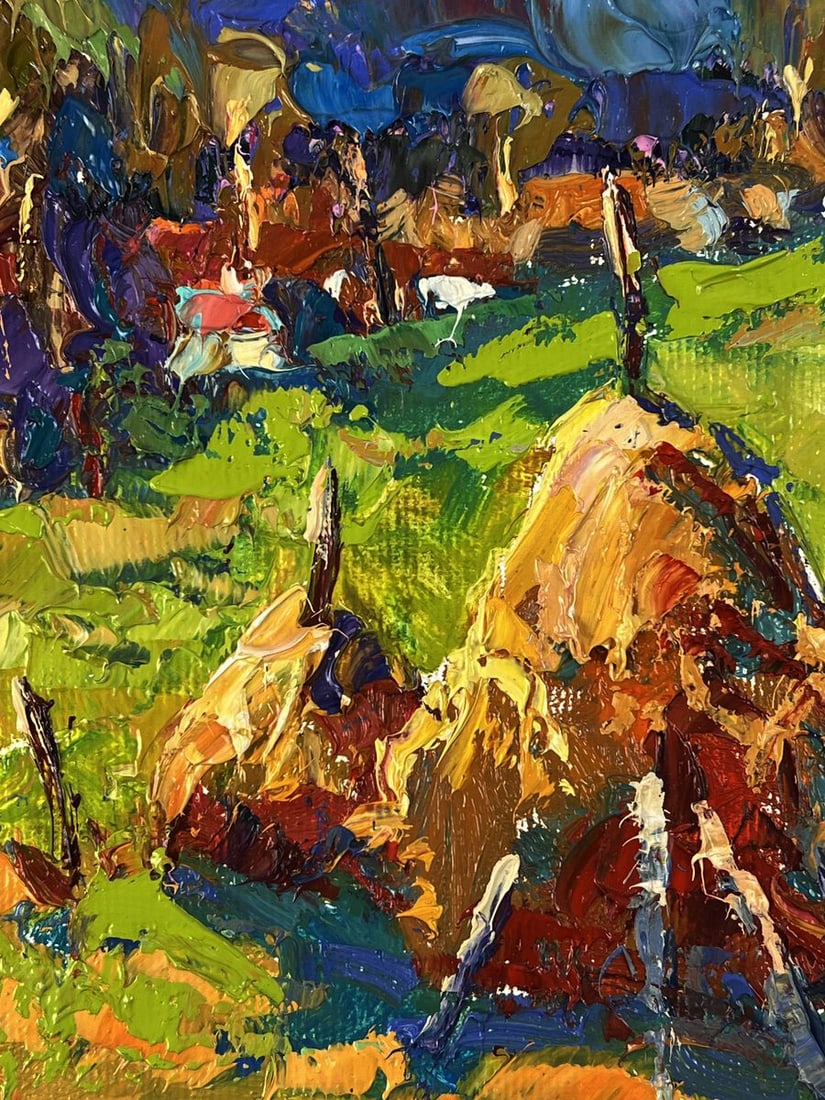 Oil painting Haystacks outside the village Oksana Ivanyuk - 9