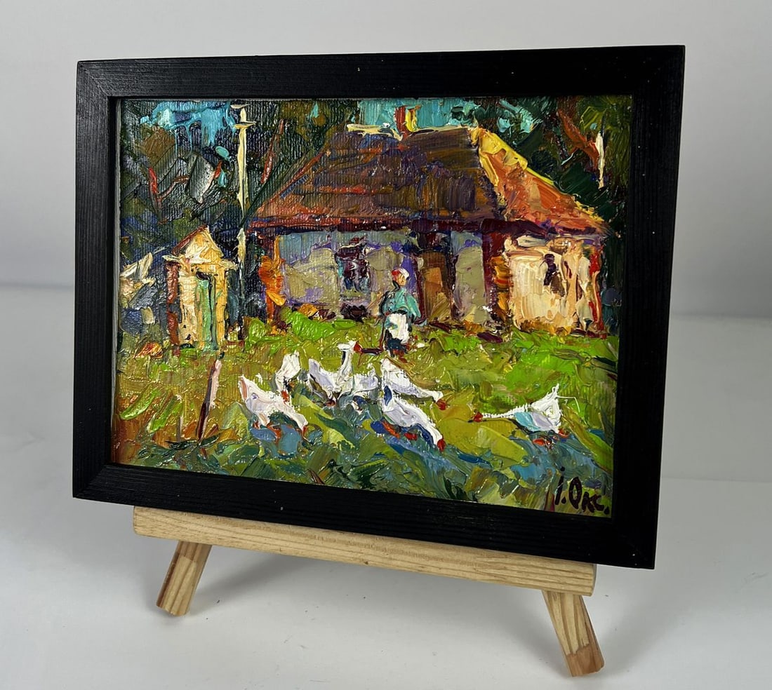 Oil painting Geese in the Yard Oksana Ivanyuk - 2