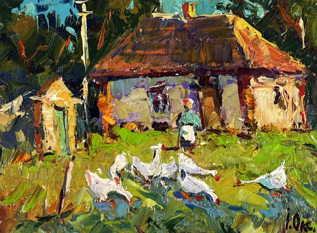 Oil painting Geese in the Yard Oksana Ivanyuk - 3