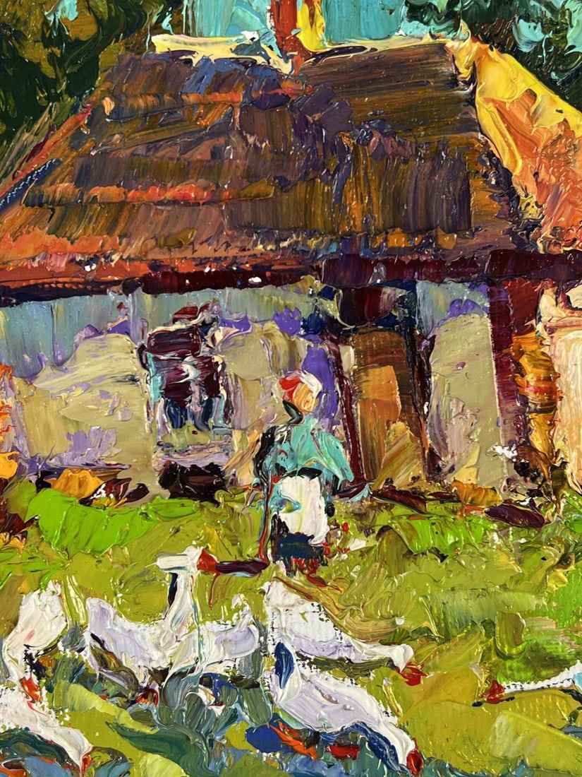 Oil painting Geese in the Yard Oksana Ivanyuk - 7
