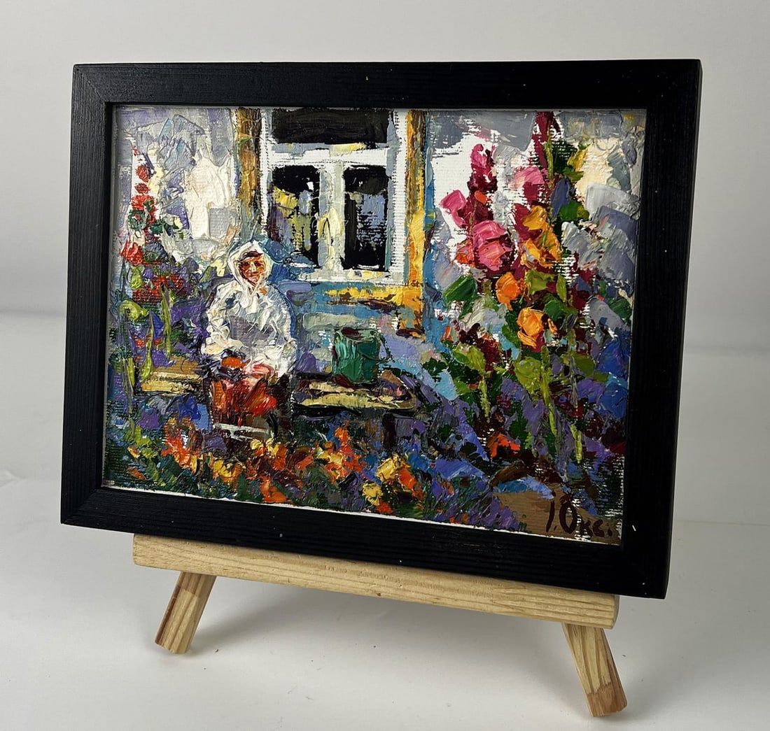Oil painting Flower garden near the house Oksana Ivanyuk - 2
