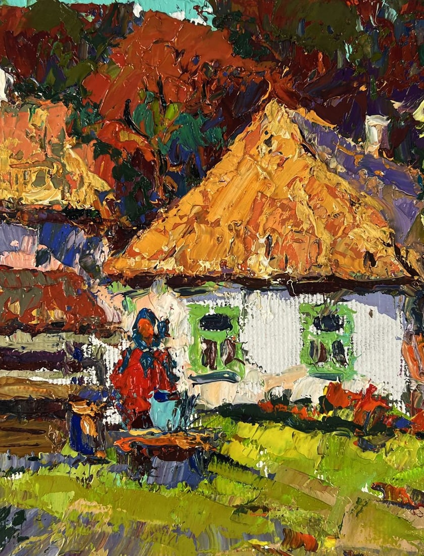 Oil painting Well Near the House Oksana Ivanyuk - 6