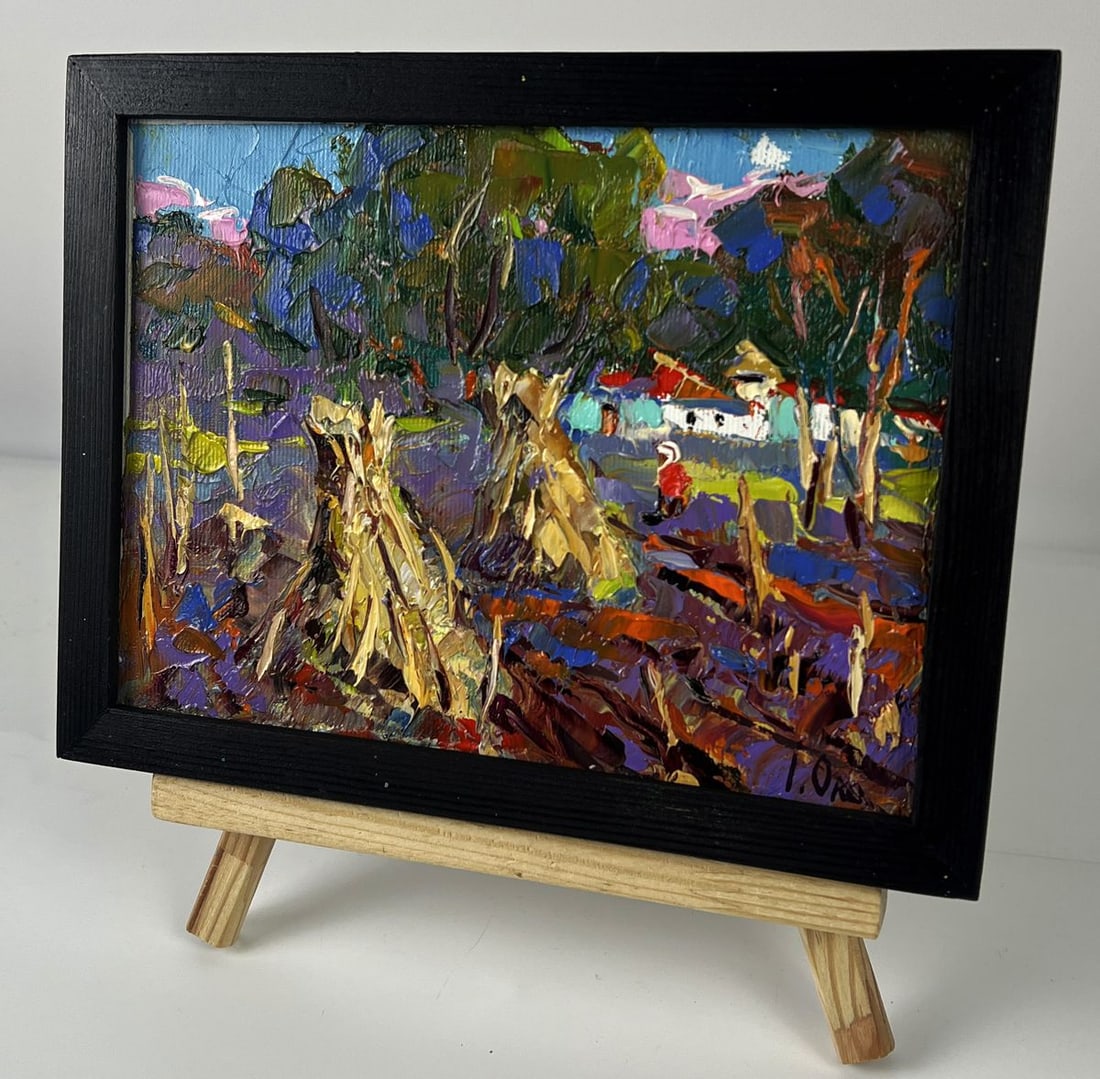 Oil painting Haystacks in the Field Oksana Ivanyuk - 2