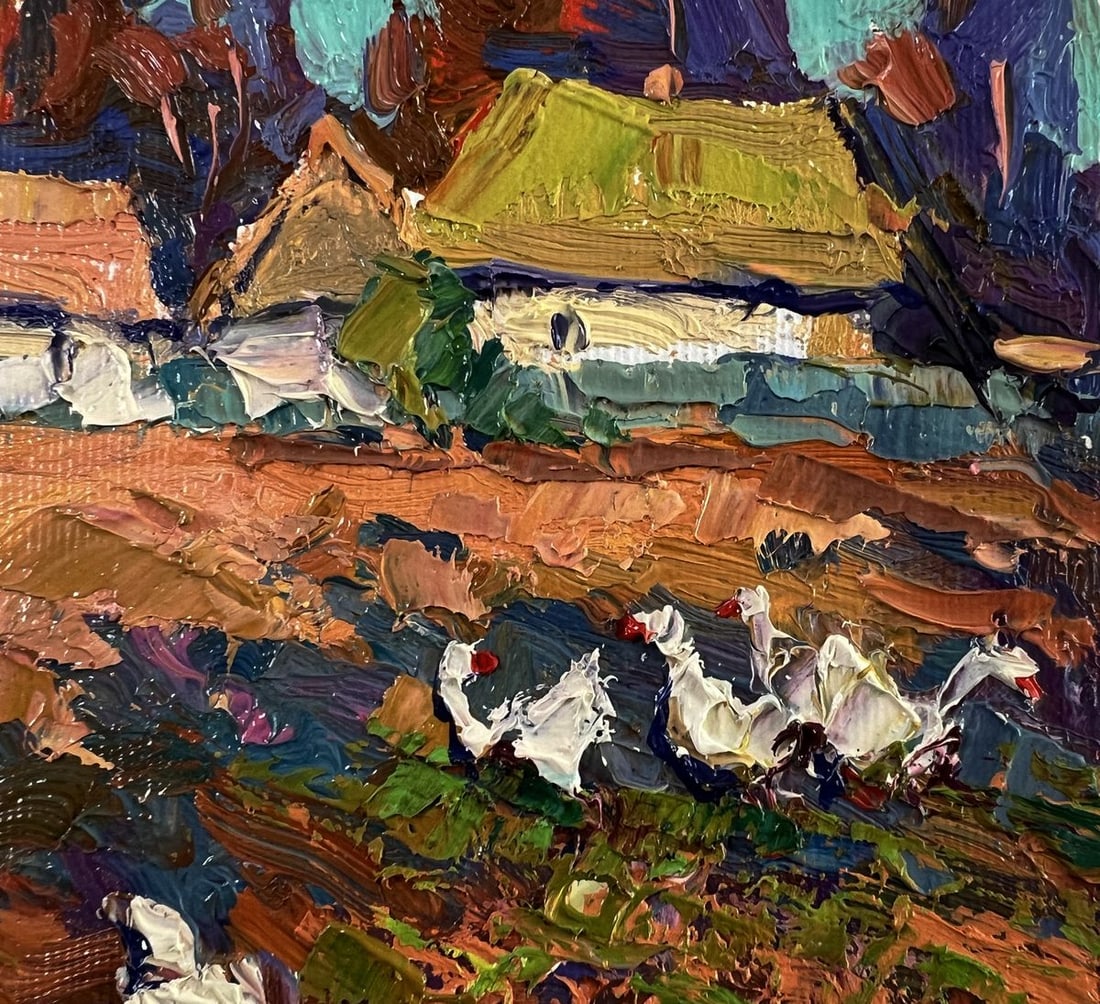 Oil painting Geese in the village Oksana Ivanyuk - 6