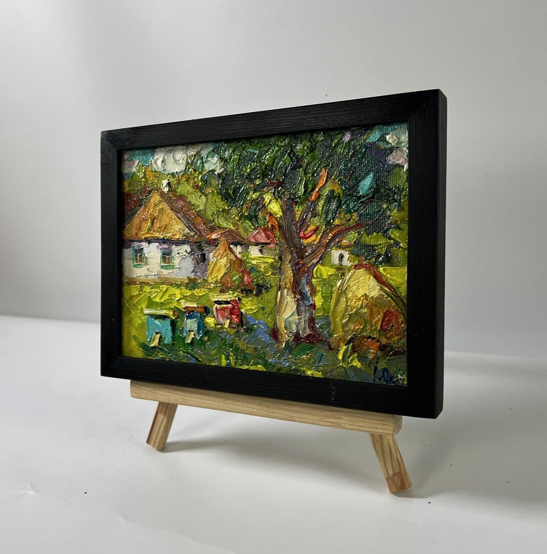 Oil painting A village yard with an apiary Oksana Ivanyuk - 2