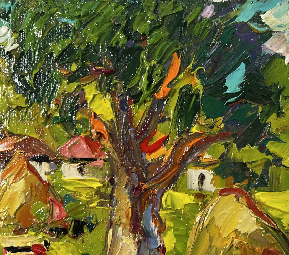 Oil painting A village yard with an apiary Oksana Ivanyuk - 4