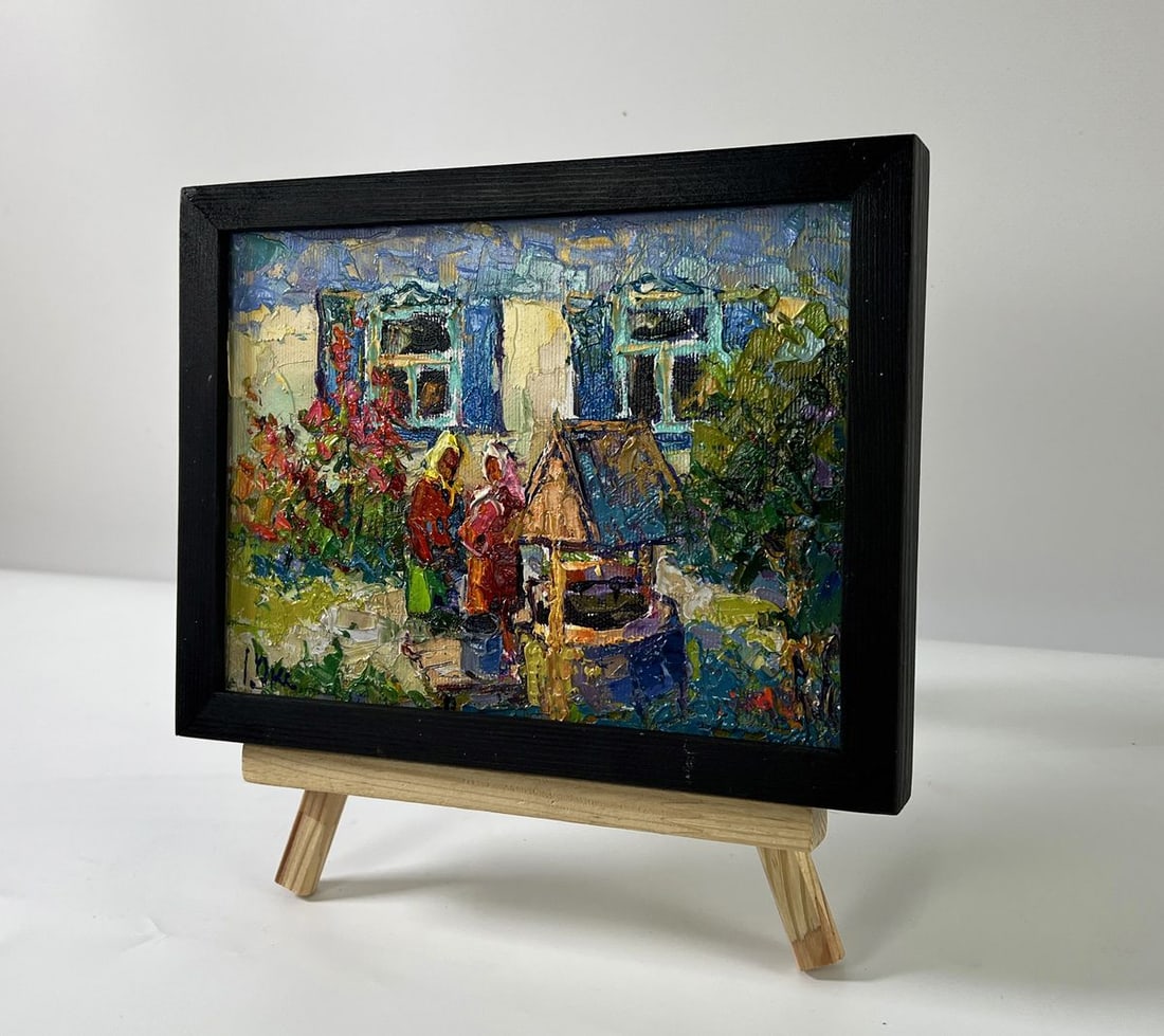 Oil painting At the well in the yard Oksana Ivanyuk - 2