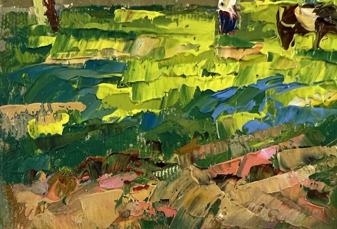 Oil painting Cows graze outside the village Oksana Ivanyuk - 6