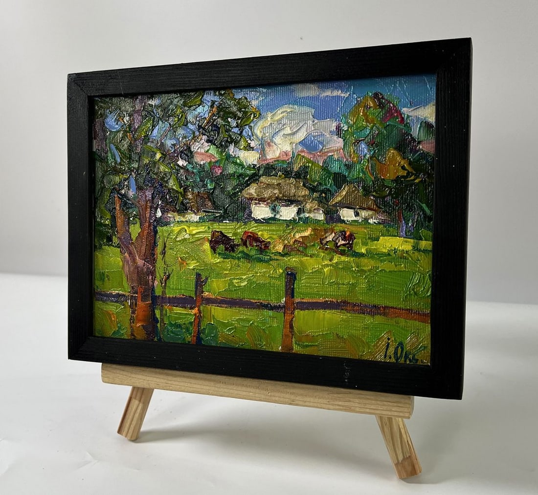 Oil painting Cows are grazing in the meadow Oksana Ivanyuk - 2