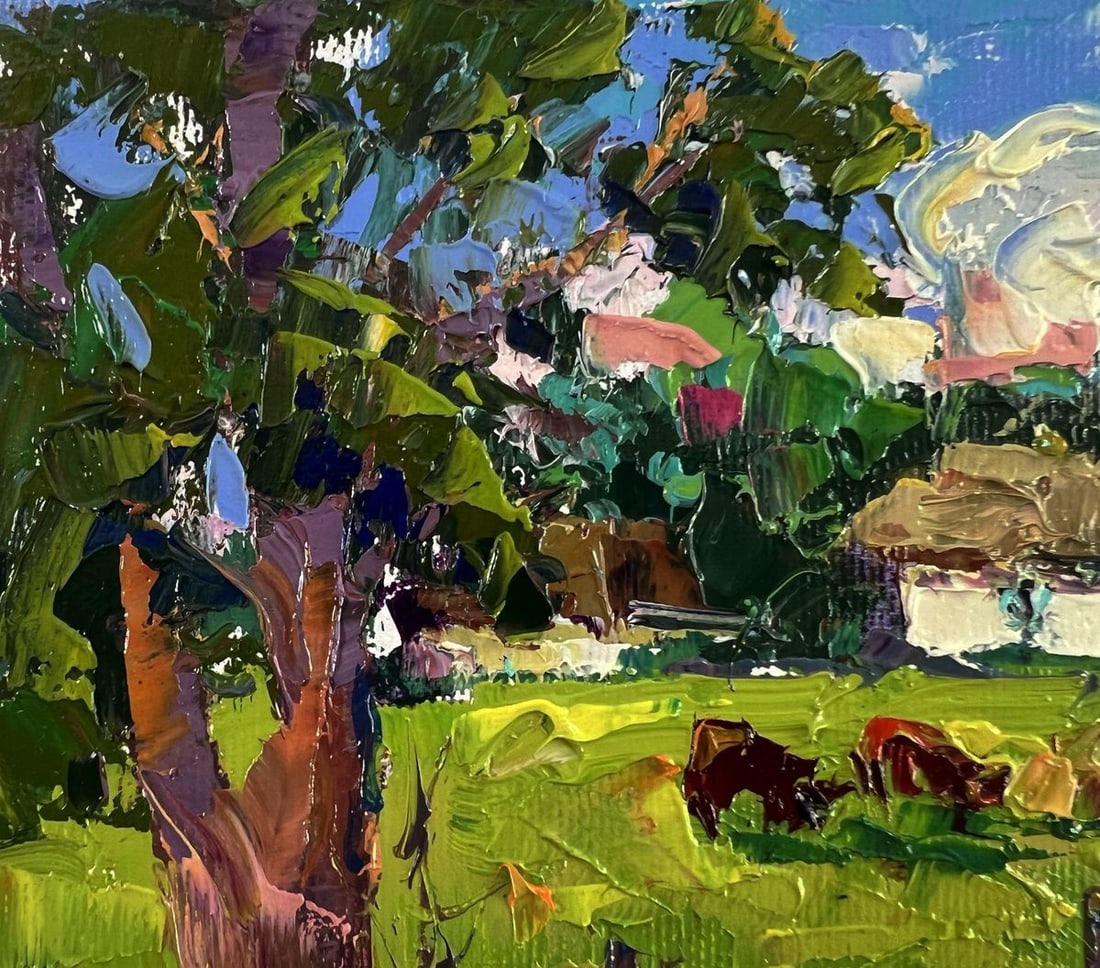 Oil painting Cows are grazing in the meadow Oksana Ivanyuk - 7