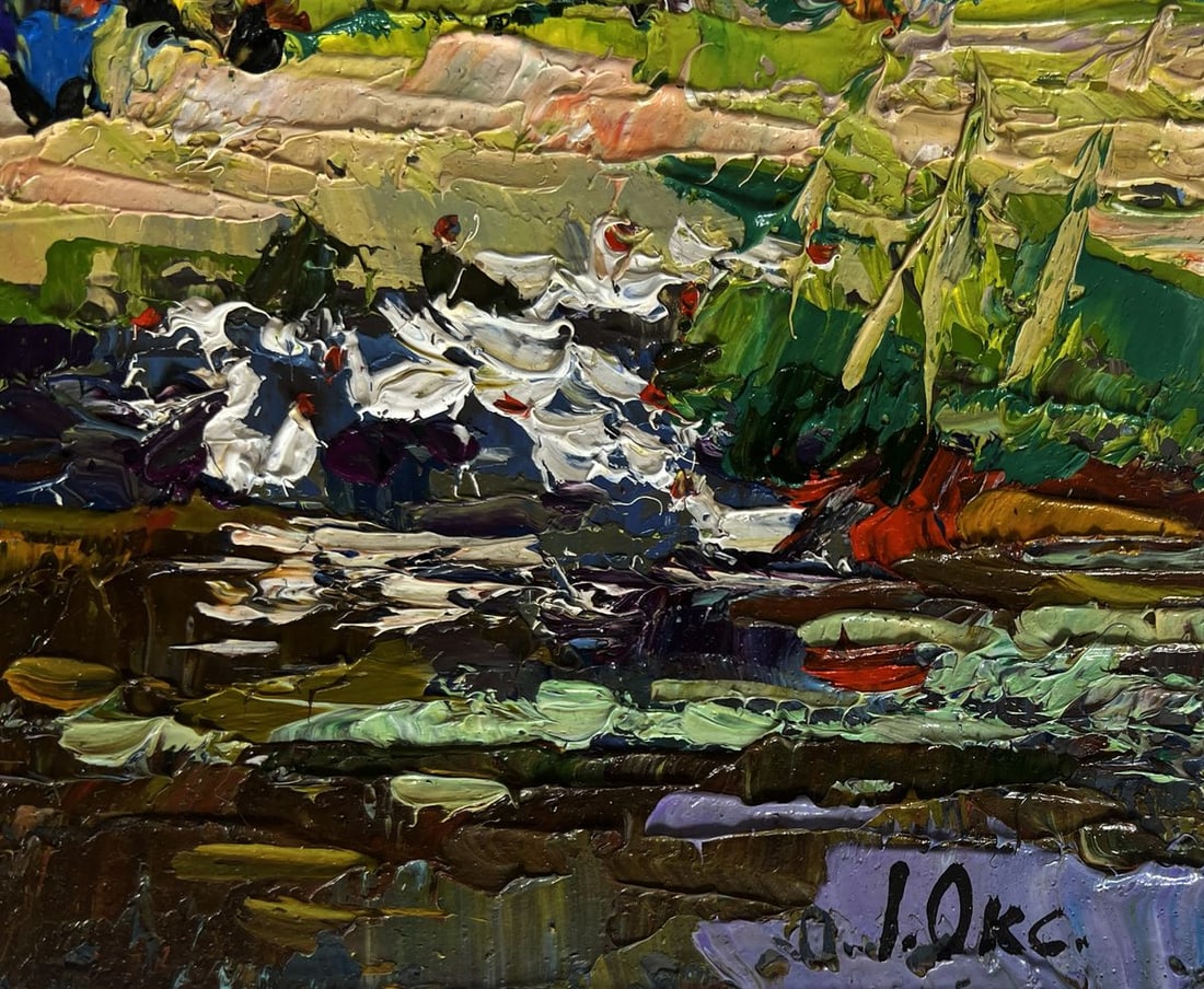 Oil painting Ducks are swimming along the river Oksana Kalenyuk - 7