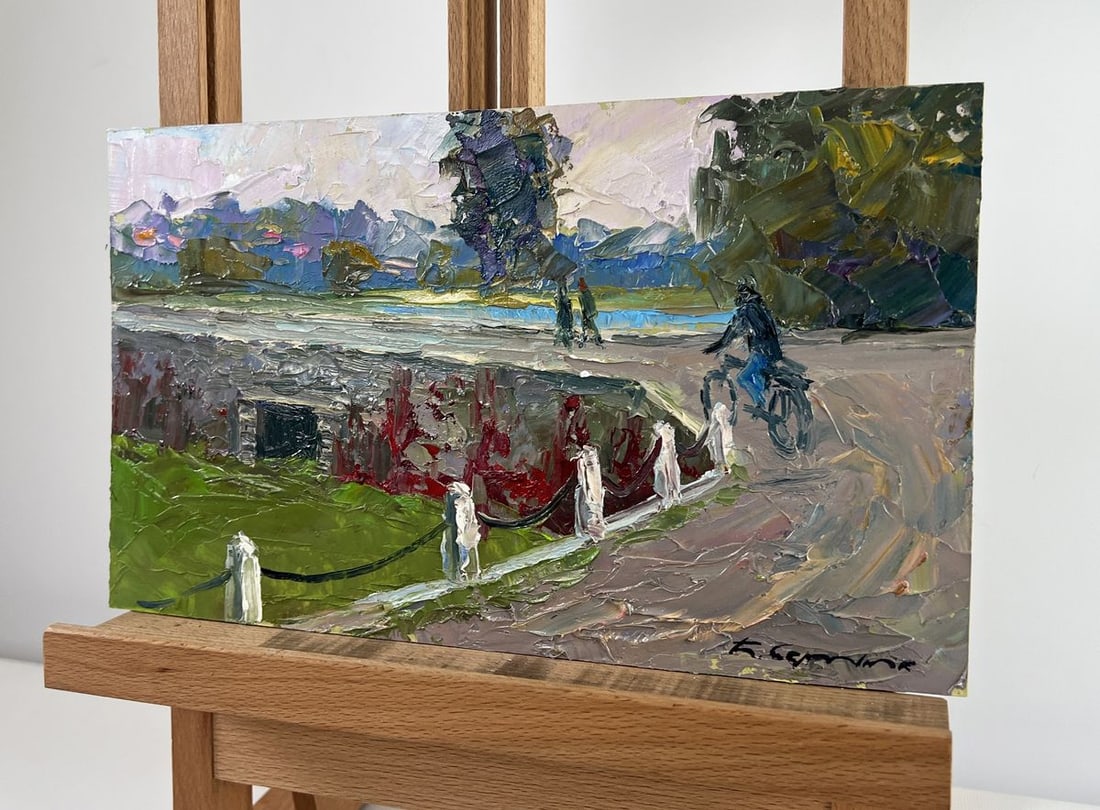 Oil painting A mysterious evening on the dam in the city Boris Serdyuk - 2