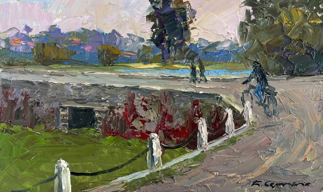 Oil painting A mysterious evening on the dam in the city Boris Serdyuk - 3