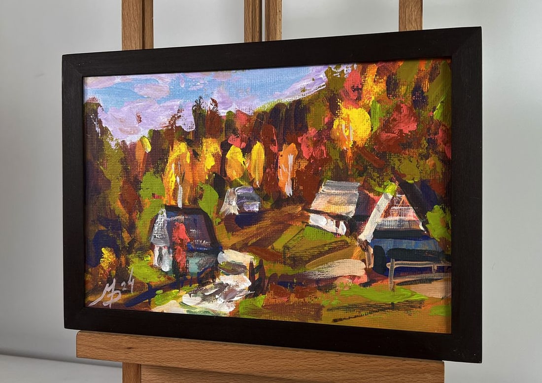 Acrylic painting The village is shrouded in autumn Mykhailo Patskan - 2