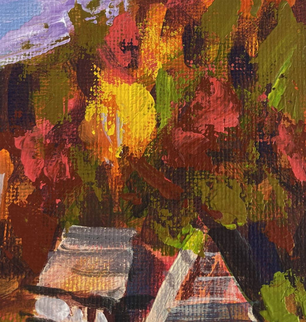 Acrylic painting The village is shrouded in autumn Mykhailo Patskan - 4