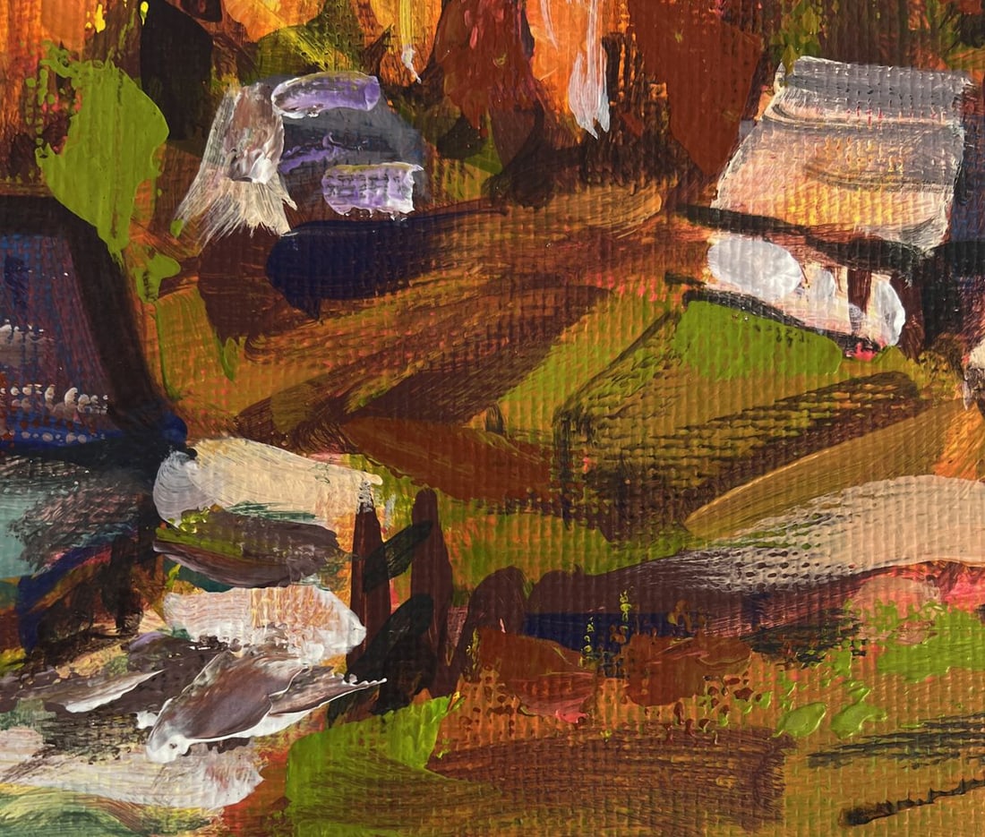 Acrylic painting The village is shrouded in autumn Mykhailo Patskan - 7