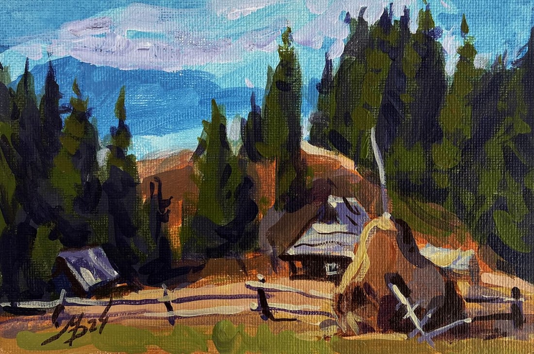 Acrylic painting House in the forest Mykhailo Patskan - 3