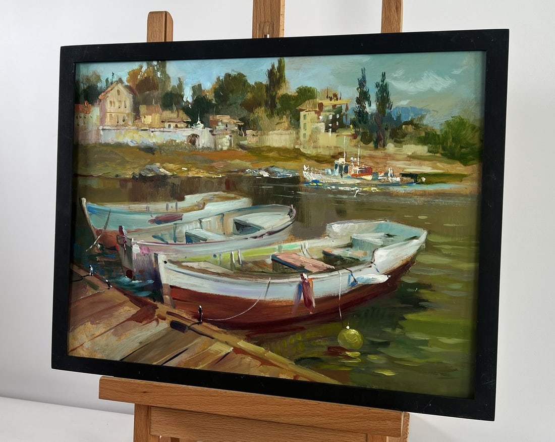 Oil painting City boat ferry Yuriy Suprunchuk - 2