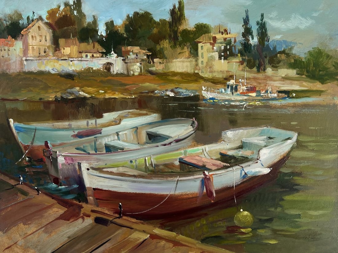 Oil painting City boat ferry Yuriy Suprunchuk - 3