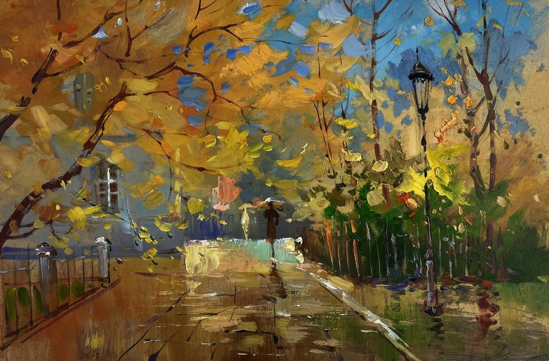 Oil painting Autumn leaves are flying Yuriy Suprunchuk - 3