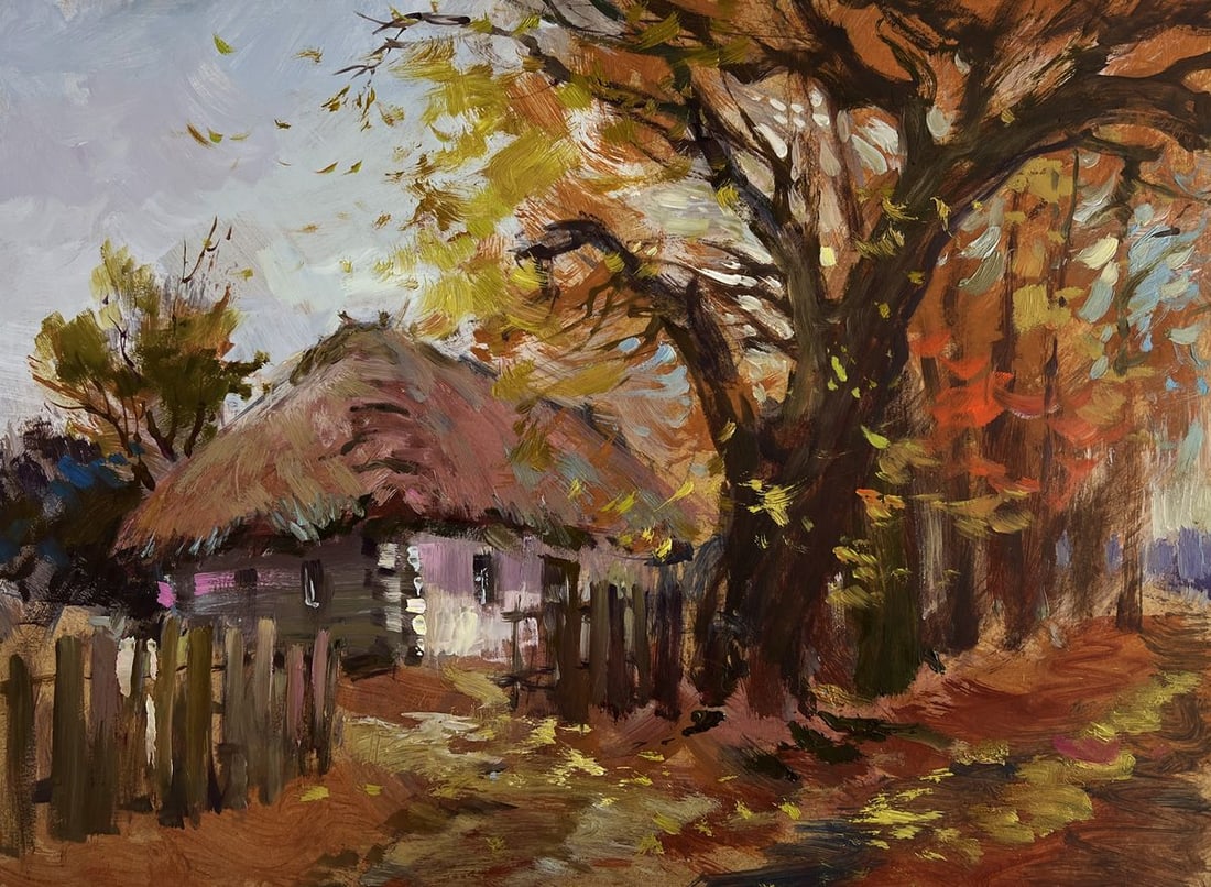 Oil painting Street in golden leaves Yuriy Suprunchuk - 3