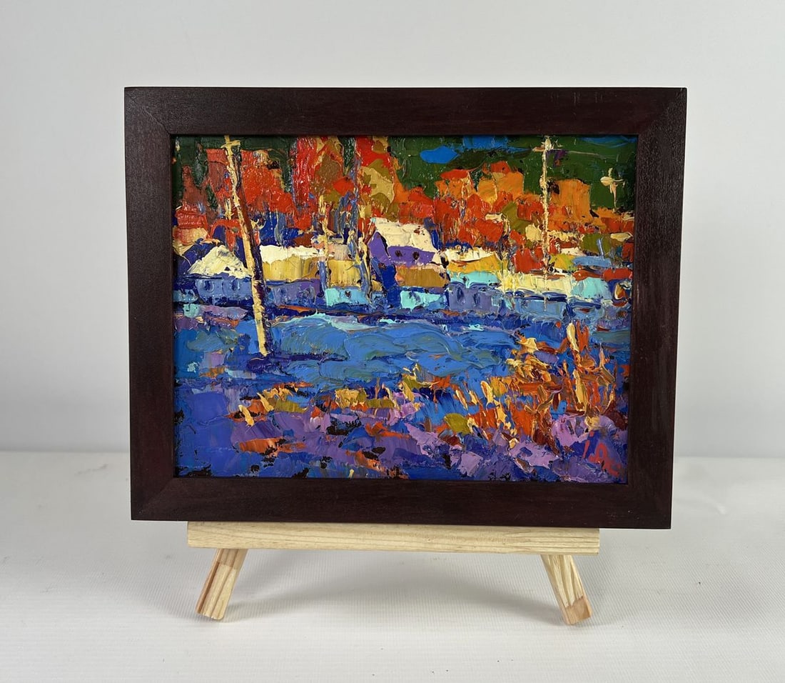 Oil painting The sun sets quietly in silence Alex Kalenyuk: Title: Oil painting The sun sets quietly in silence Alex Kalenyuk Description: NoAAA5061 The oil painting on Cardboard titled "The Sun Sets Quietly in Silence" is a bold, impassioned depiction of an a