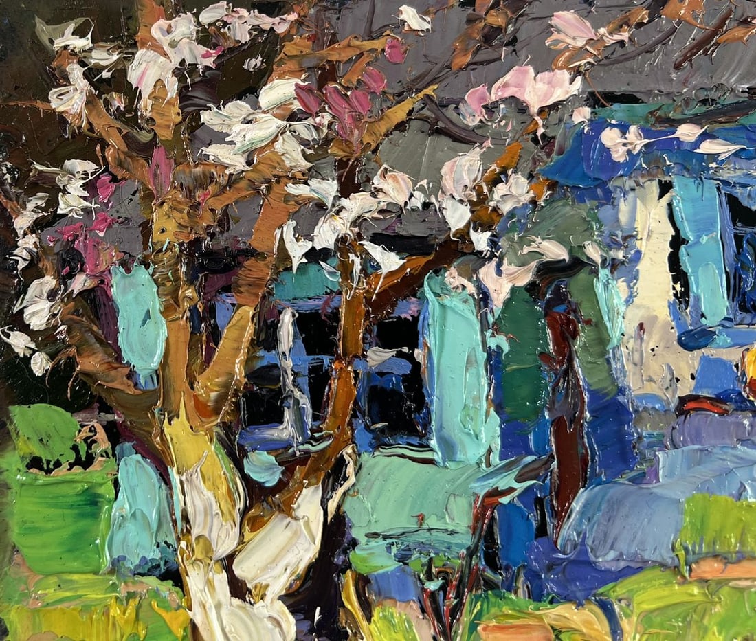 Oil painting Silence and sun in the yard Oksana Kalenyuk - 7