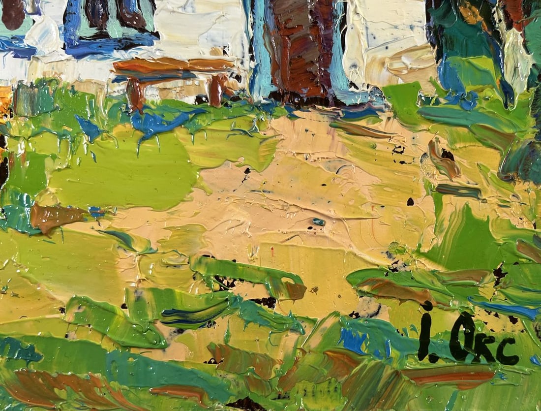 Oil painting Where childhood is on the grass Oksana Kalenyuk - 5