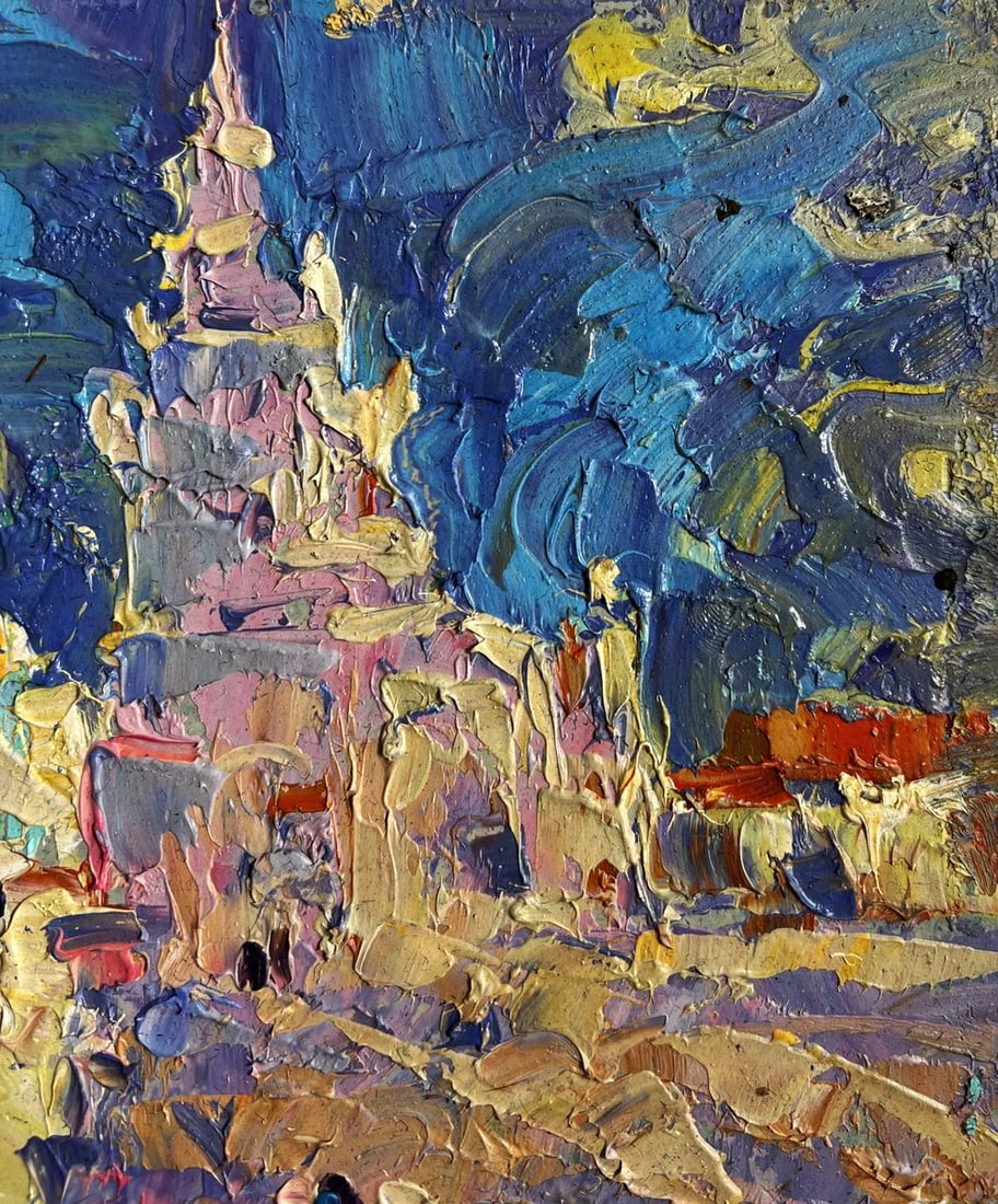 Oil painting City tower on a sunny day Alex Kalenyuk - 4