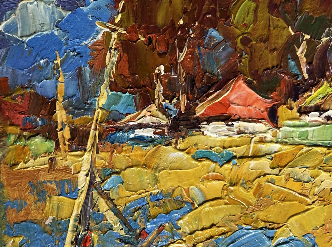 Oil painting A cow in a field near a village Oksana Kalenyuk - 5