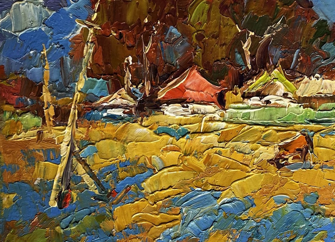 Oil painting A cow in a field near a village Oksana Kalenyuk - 7