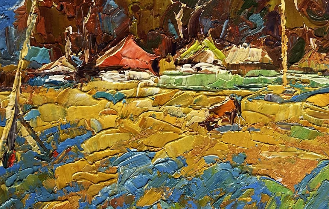 Oil painting A cow in a field near a village Oksana Kalenyuk - 8