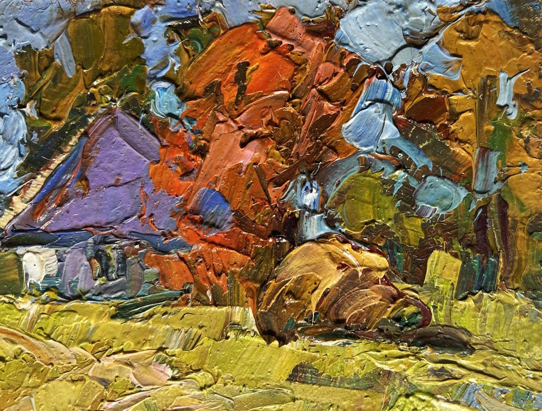 Oil painting Autumn has come to the village Oksana Kalenyuk - 4