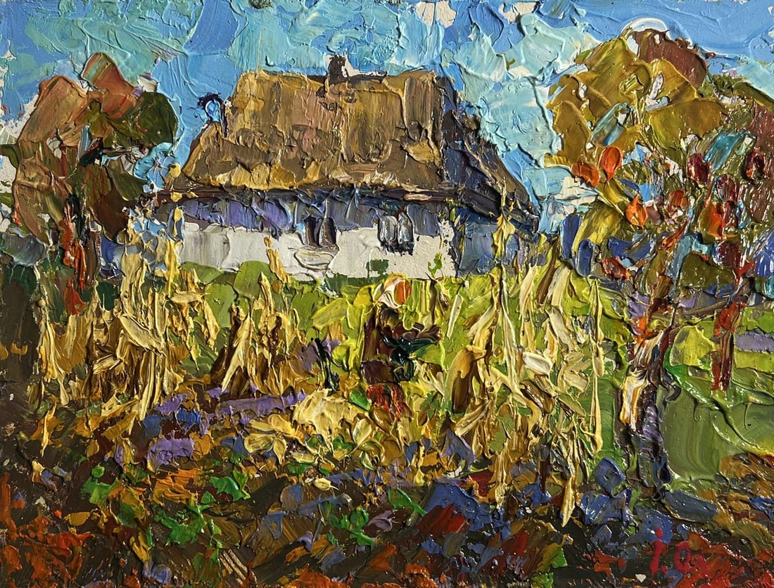 Oil painting Autumn gardening time Alex Kalenyuk - 3