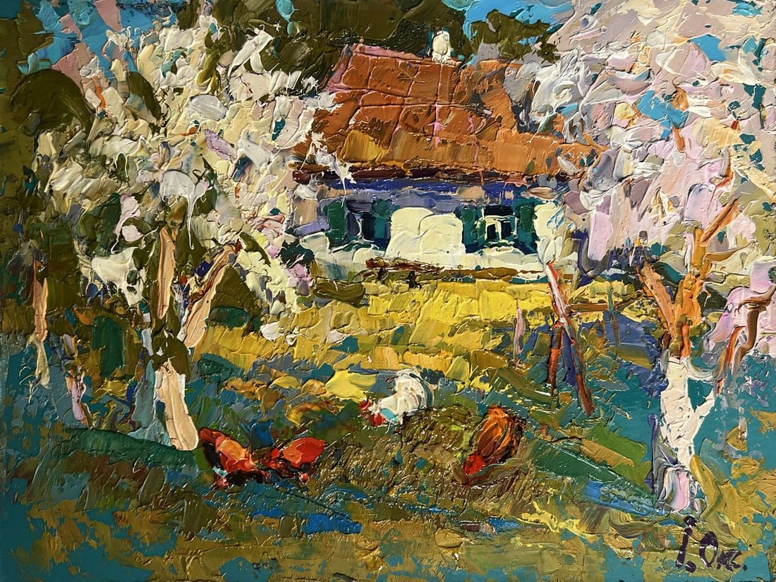 Oil painting Flowering trees in the garden Oksana Kalenyuk - 3