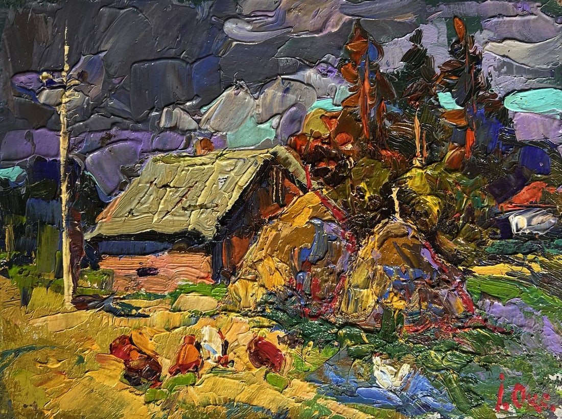 Oil painting In the village after the rain Oksana Kalenyuk - 3