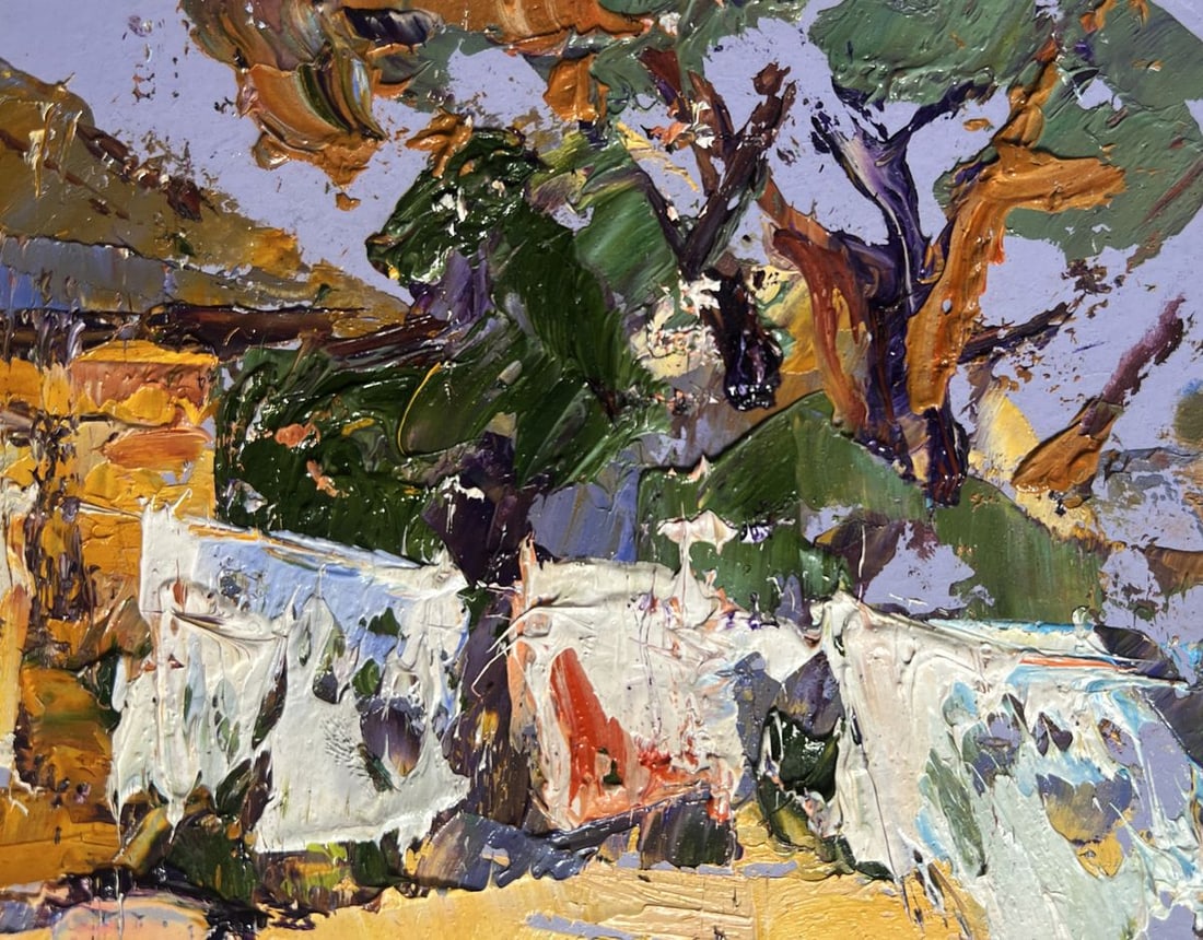 Oil painting Clothes are drying in the yard Alex Kalenyuk - 4