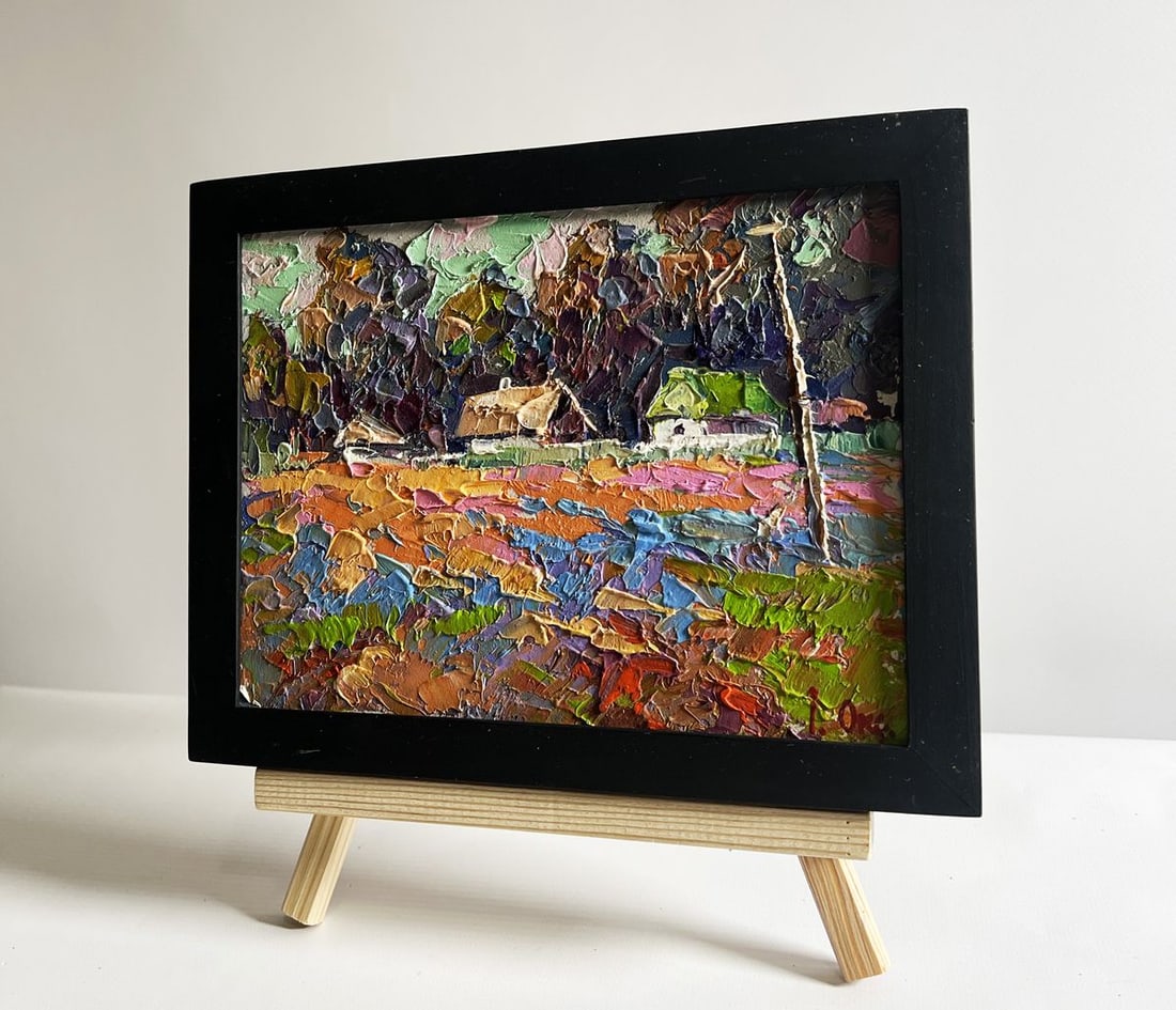 Oil painting Colourful fields and village Oksana Kalenyuk - 2