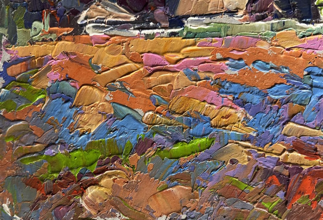 Oil painting Colourful fields and village Oksana Kalenyuk - 6