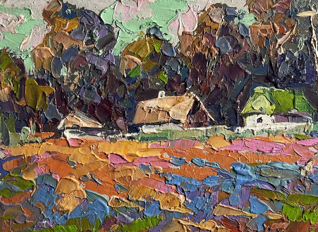 Oil painting Colourful fields and village Oksana Kalenyuk - 7