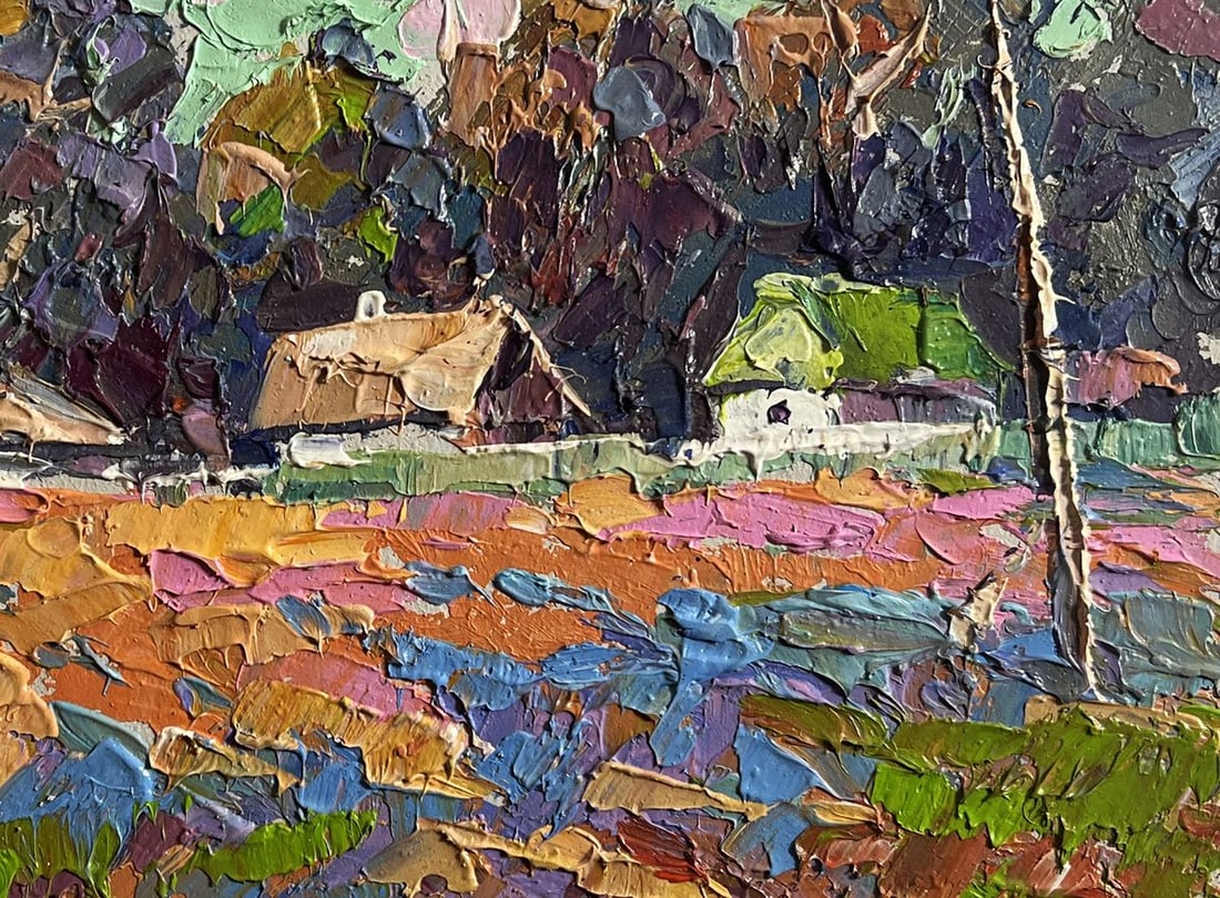 Oil painting Colourful fields and village Oksana Kalenyuk - 8