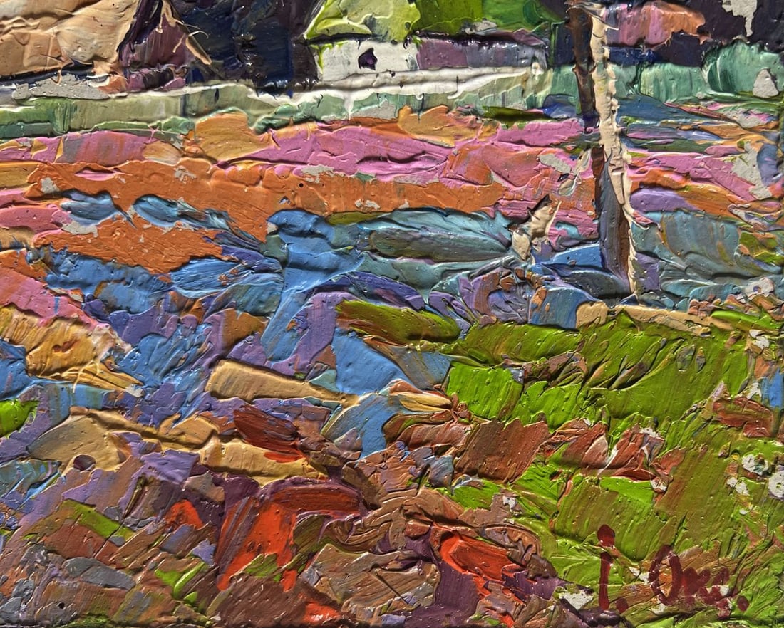 Oil painting Colourful fields and village Oksana Kalenyuk - 9