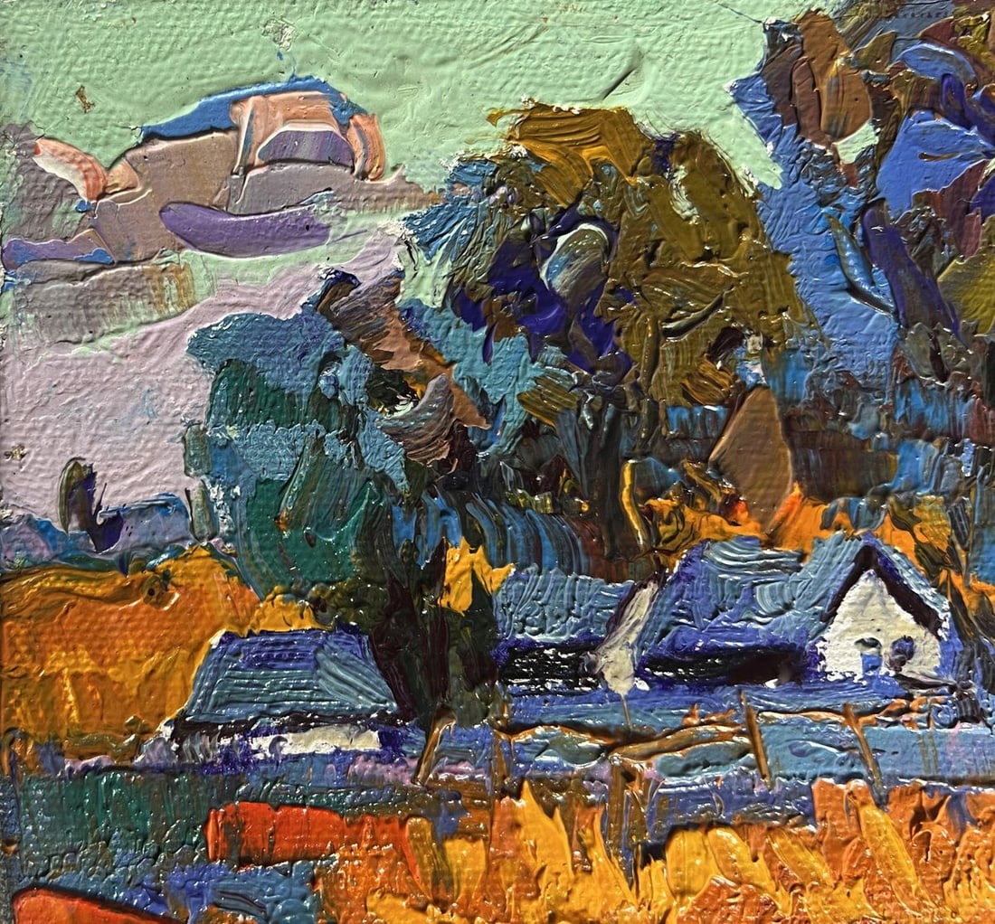 Oil painting Autumn village evening Oksana Kalenyuk - 5