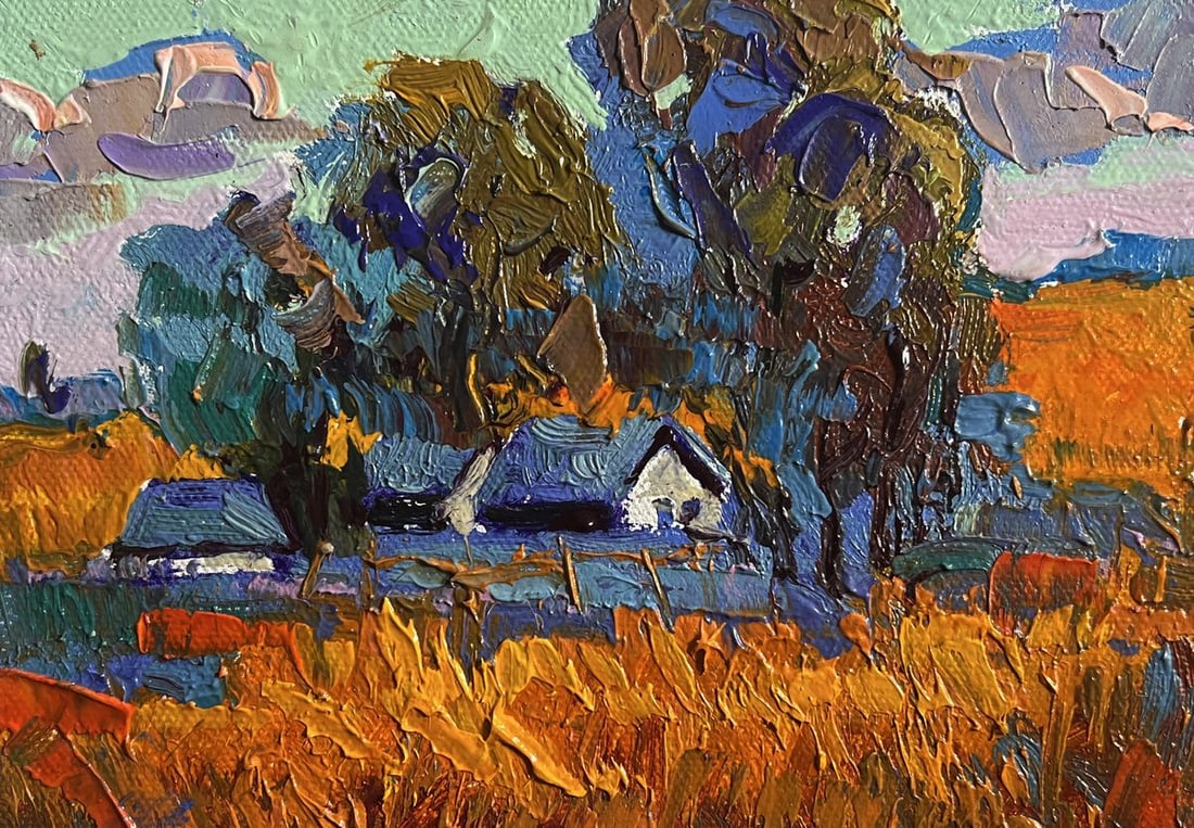 Oil painting Autumn village evening Oksana Kalenyuk - 7