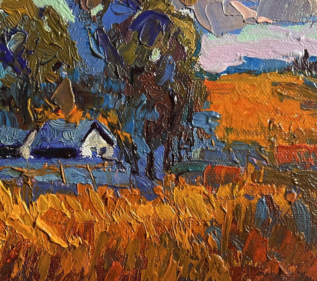Oil painting Autumn village evening Oksana Kalenyuk - 8