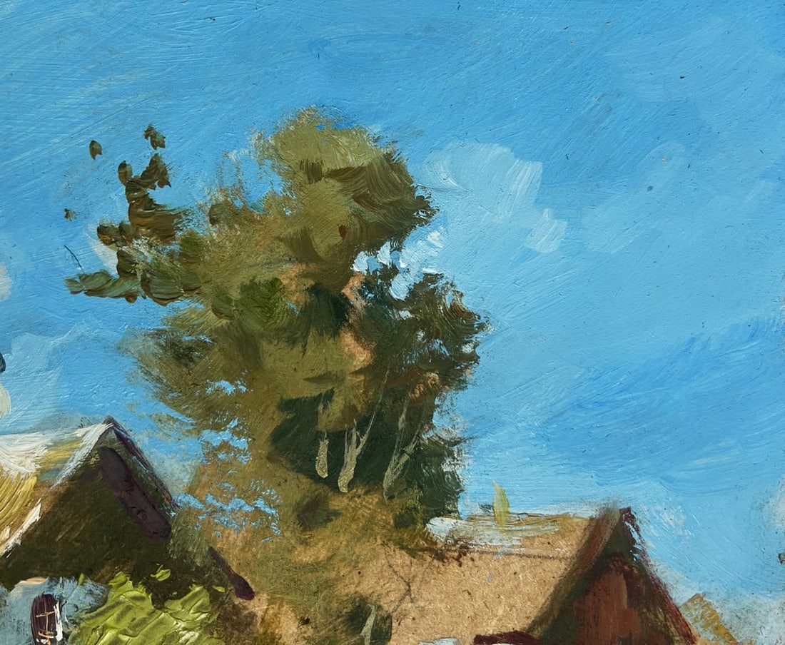 Oil painting View of the village and the church Yuriy Suprunchuk - 4