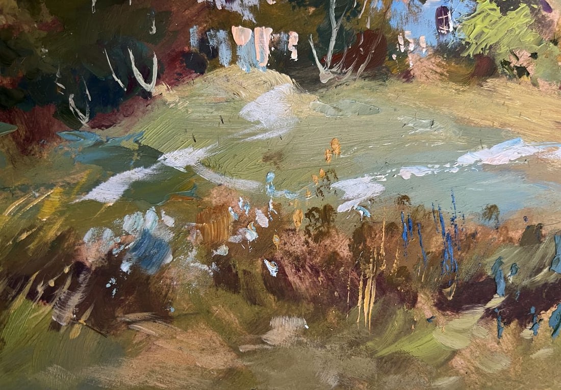 Oil painting View of the village and the church Yuriy Suprunchuk - 8