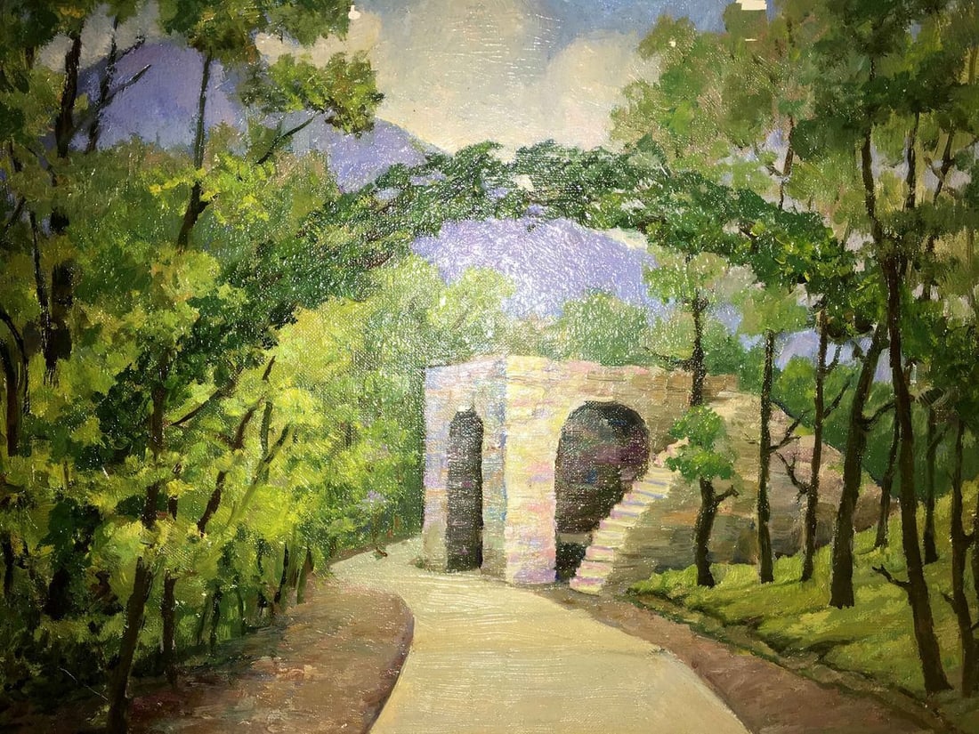 Stone arbor oil painting Lednev Dmitry - 2