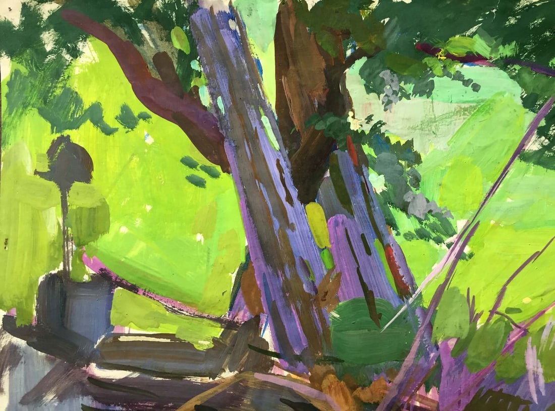 Gouache painting In the yard Chernikov Vladimir Mikhailovich - 4